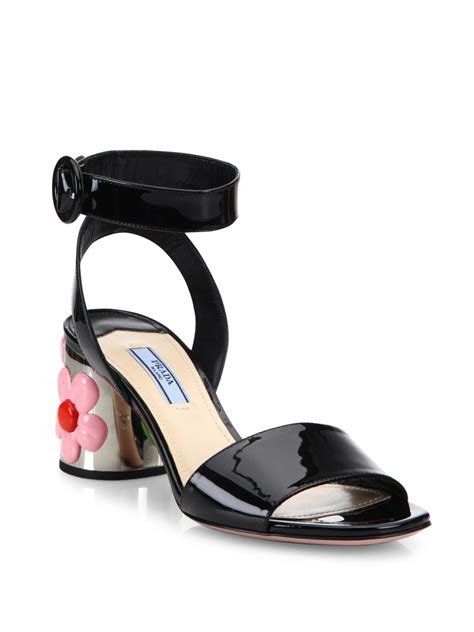 prada flowers print block heel shoes|Prada boots and pumps.